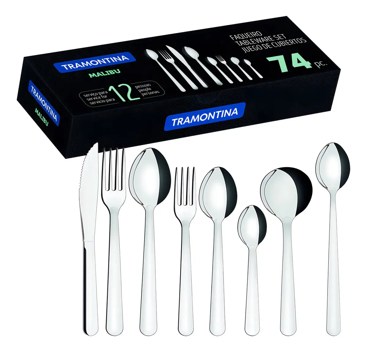 Faqueiro Aço Inox Tramontina Malibu 74 Peças Cor Cinza
